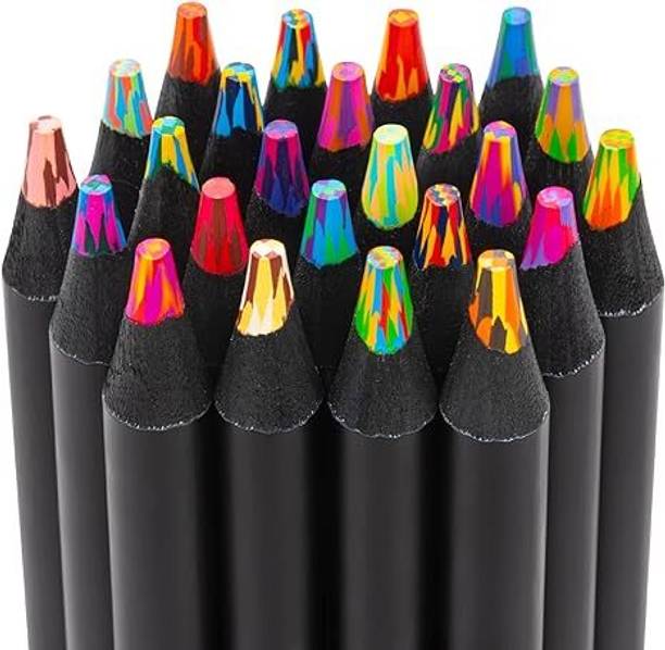 TECHVIBE 24 PCS Rainbow Color Pencils Set | Multicolor Pencils for Drawing,Coloring Pencil
