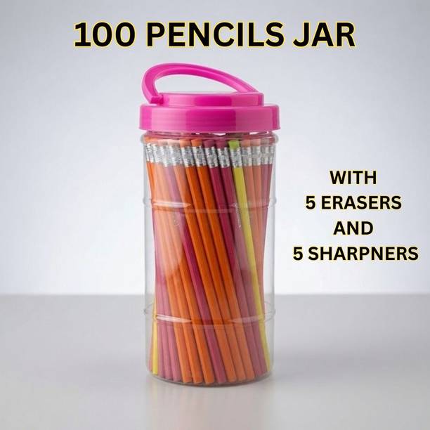 Aakruti Stores 100 PENCILS WITH 5 ERASERS AND SHPARNERS FOR KIDS STUDENTS SCHOOL COLLEGE OFFICE Pencil