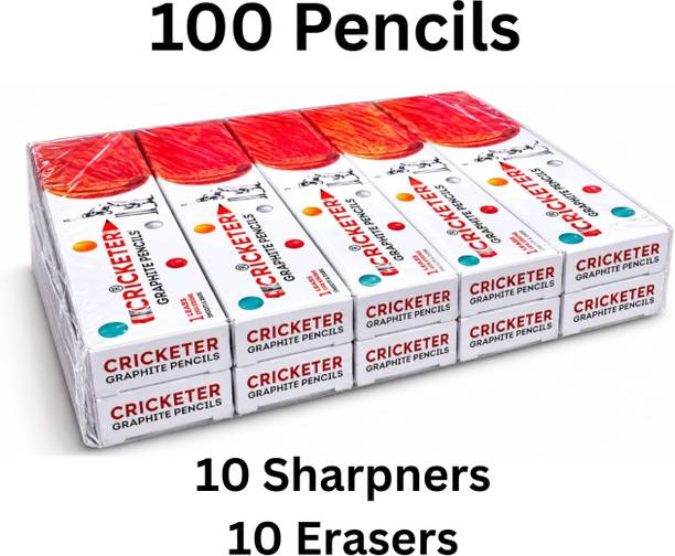 Aakruti Stores 100 PENCILS 10 SHARPNERS AND ERASERS FOR STUDENTS AND KIDS Pencil