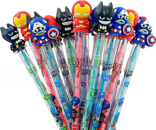 LAZYLINES Avengers non-sharpening Push Pencil for kids, Gift Set of 12 Pencil Pencil