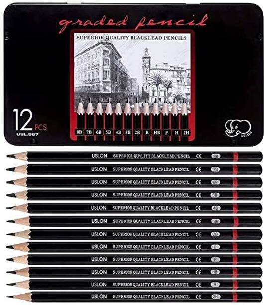 Levin 12 Pencil Sat with Metal Storage Case Artist Quality Art Line Pencil kit Set Pencil