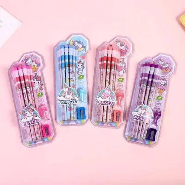 AtRate Cute HB Pencils with Eraser and Sharpener-Wooden Pencil