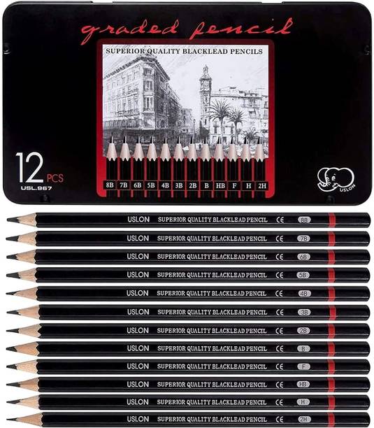frkb graded sketch pencil set 12 pc elegant tin box