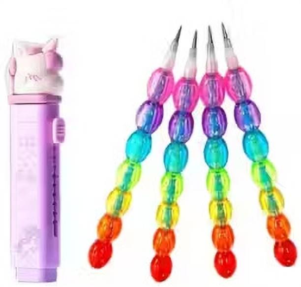 Eclet 1 Magical 3D Unicorn Cutter & Eraser Combo with 4 Rainbow Pencils Pencil