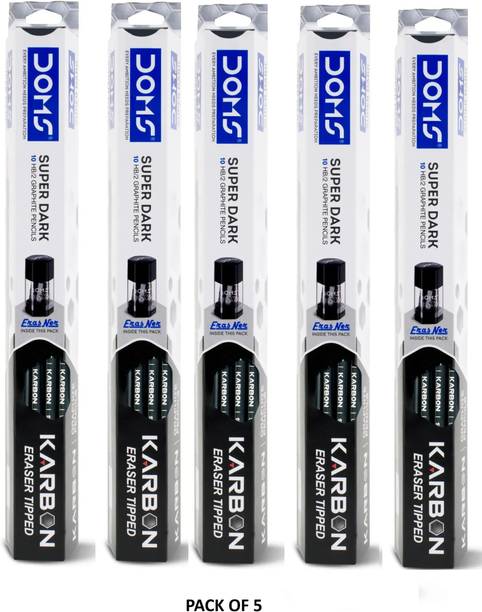 DOMS Karbon Erase Tipped Black 5 Packets Pencil