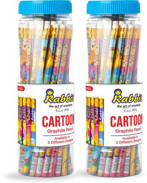 ARTIGGLE Cartoon Picture Pencils | Pack of 50 (2 Jar) | Dark Pencils| 4 Comp. Sharpeners Pencil