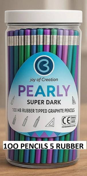 Aahum 100 pencils per box with 5 sharpners Round Shaped Pencil Multicolor Jar Round Shaped Pencil