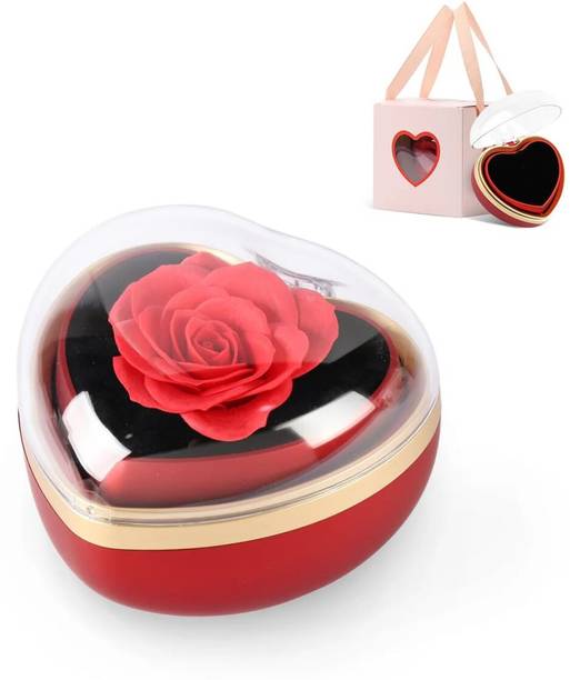 M MOOHAM Heart Shape Rose Flip Box, Proposal Ring Box For Engagement Valentine's Day Gift Acrylic
