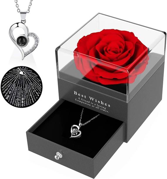 JOVIVI 100 Language I Love You Heart Pendant For Love Rose Gift Box For Valentine's Day Alloy Pendant