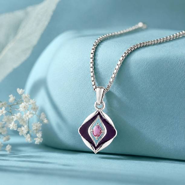 Fractals In Nature Petal Within Pendant Rhodium Cubic Zirconia Brass Pendant