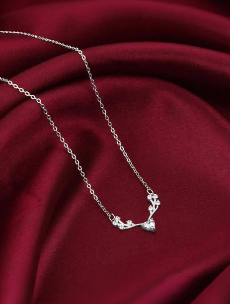 Rhodium Zircon Sterling Silver Pendant