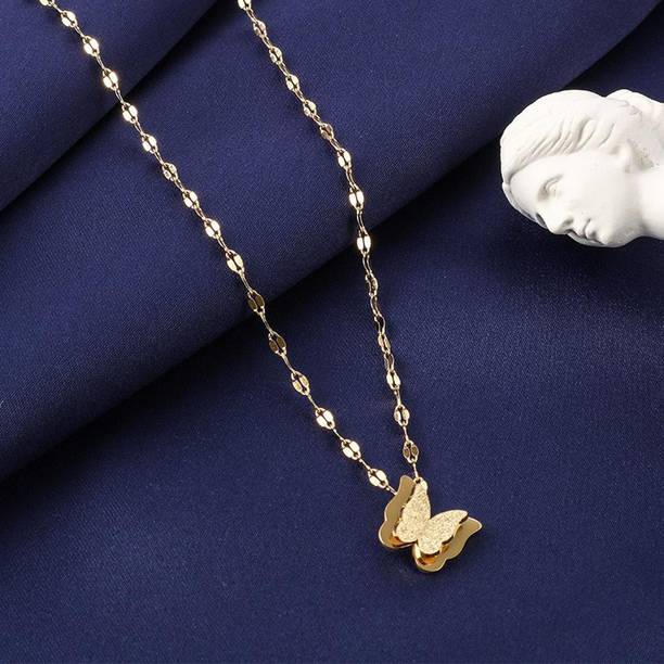 Pretty Butterfly Necklace For Women & Girls Copper Swarovski Crystal Stainless Steel Pendant