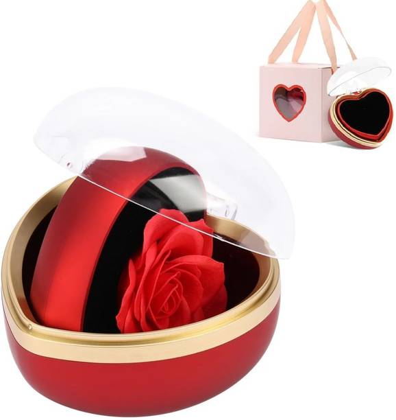 JOVIVI Heart Shape Rose Flip Box, Proposal Ring Box For Engagement Valentine's Day Gift Acrylic, Paper