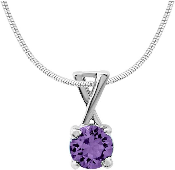 Violet Elegant Cross Rhodium Swarovski Crystal Alloy Pendant