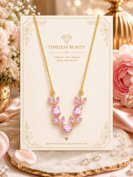 Hkjewels Tulip Pendant|18 K Gold Plated and Anti-Tarnish|Gift for Gf and Wife Gold-plated Cubic Zirconia Alloy, Stainless Steel