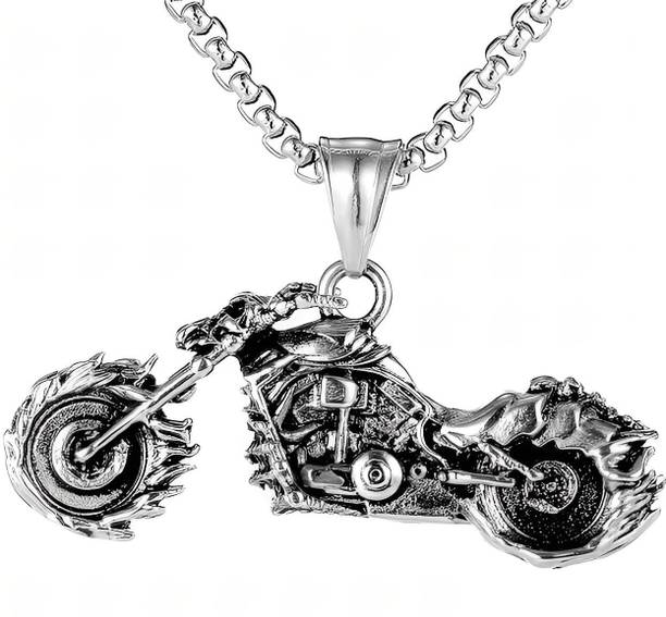RVM Jewels Biker Motorcycle Ghostrider Pendant Stainless Steel Chain Necklace Men 24inch Stainless Steel