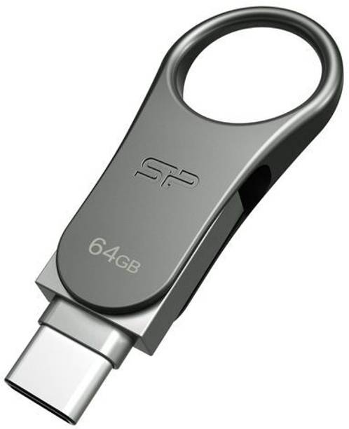 Silicon Power Mobile C80 64 GB OTG Drive Compatible with Desktop Computer, Laptop USB 3.2 Metal Case