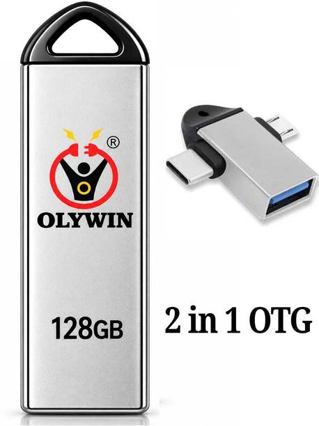 OLYWIN 128GB Pen Drive 2in 1 otg 128 GB OTG Drive Compatible with Audio Player, Desktop Computer, Gaming Console, Laptop, Mobile, Netbook, Tablet, Television USB 2.0 Metal Case