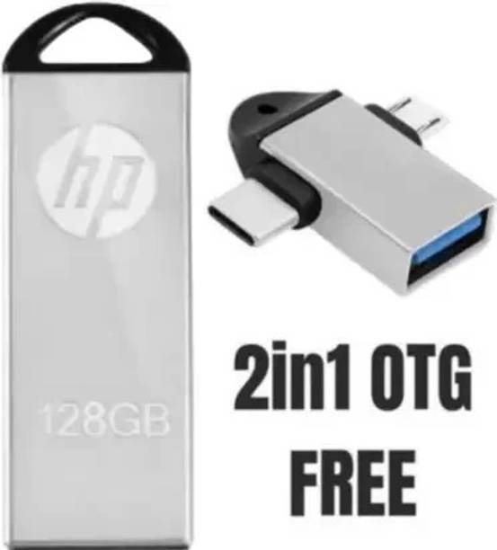 HP V220y 128 GB OTG Drive Compatible with Laptop, Mobile USB 2.0 Metal Case