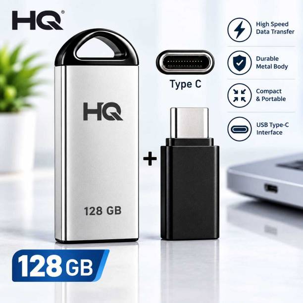Hq 128Gb Pendrave Metal 128 GB OTG Drive Compatible with Audio Player, Desktop Computer, Laptop, Mobile, Tablet USB 2.0, USB 3.0 Metal Case