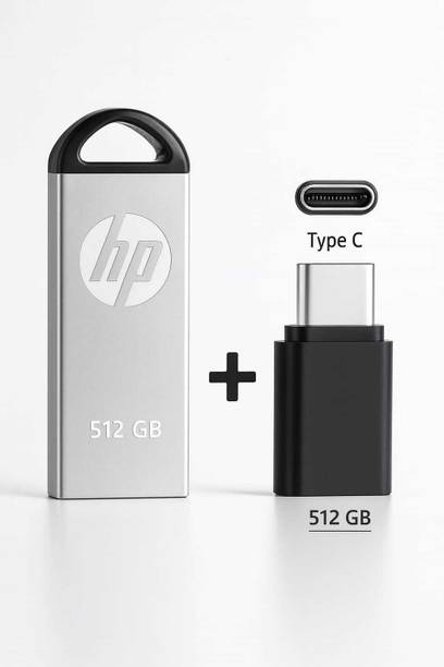 HP V220w 512GB Pendrive 3.0 USB Flash Drive 512 GB OTG Drive Compatible with Tablet, Laptop, Audio Player, Mobile, Desktop Computer, Gaming Console USB 3.0 Metal Case