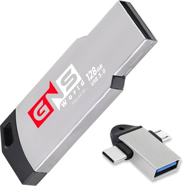 GNS World G55-128-I2IN1 OTG 128 GB OTG Drive Compatible with Laptop, Television, Mobile, Tablet, Desktop Computer USB 3.0, USB 2.0 Metal Case