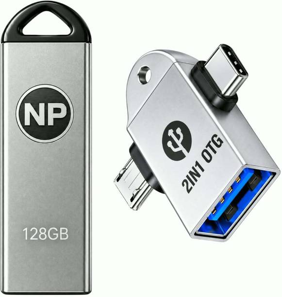 NP 128GB PenDrive 2IN1 OTG 128 GB OTG Drive Compatible with Audio Player, Desktop Computer, Gaming Console, Laptop, Mobile, Netbook, Tablet, Television USB 2.0 Metal Case