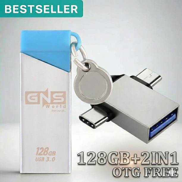 GNS World G56-128GB 2IN1 OTG 128 GB Pen Drive Compatible with Audio Player, Desktop Computer, Gaming Console, Laptop USB 2.0 Metal Case