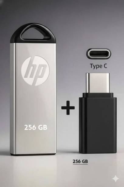 HP V229 256GB USB 2.0 Pen Drive | High Speed Flash Drive for Laptop Type c OTg free 256 GB Pen Drive Compatible with Audio Player, Desktop Computer, Gaming Console, Laptop, Mobile, Tablet, Television USB 2.0 Metal Case