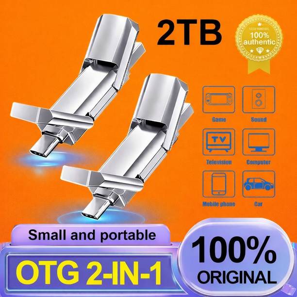 DJTRADERS 2TB Pen Drive/ Flash Drive 2 TB Pen Drive Compatible with Laptop, Desktop Computer, Mobile, Tablet USB 3.2 Metal Case