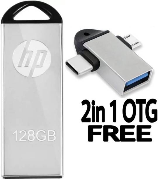 HP V221 128 GB Pen Drive Compatible with Audio Player, Desktop Computer, Laptop, Gaming Console, Mobile, Netbook USB 3.0 Metal Case