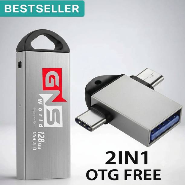 GNS World G220-G54-2IN1 OTG 128 GB Pen Drive Compatible with Audio Player, Desktop Computer, Gaming Console, Laptop, Mobile, Netbook, Tablet, Television USB 2.0 Metal Case
