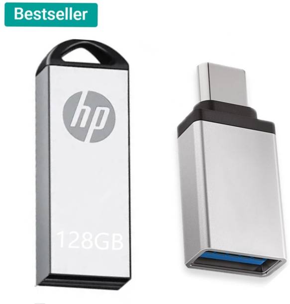 HP V220w c-type otg 128 GB Pen Drive Compatible with Desktop Computer, Tablet, Mobile, Laptop, Audio Player USB 2.0 Metal Case