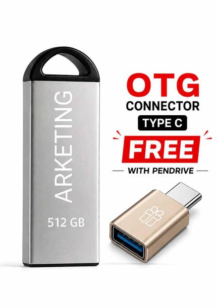 ARKETING ARK-512-PD-050 512 GB Pen Drive Compatible with Audio Player, Desktop Computer, Gaming Console, Laptop, Mobile, Netbook, Tablet, Television USB 2.0, USB 3.0 Metal Case