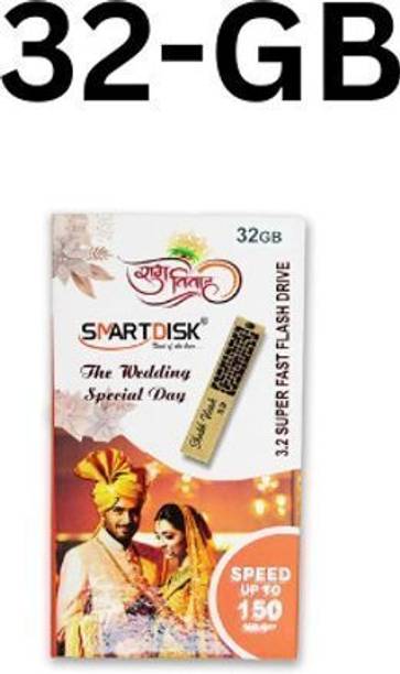 SMART DISK Wedding Special USB 3.2 32 GB Pen Drive Compatible with Laptop, Desktop Computer, Television USB 3.2 Plastic Case
