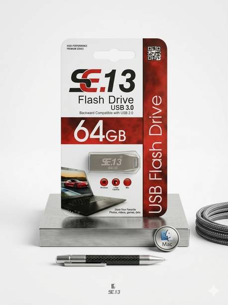 SE.13 Flash Drive USB 64 GB Pen Drive Compatible with Mobile, Laptop USB 3.0 Metal Case