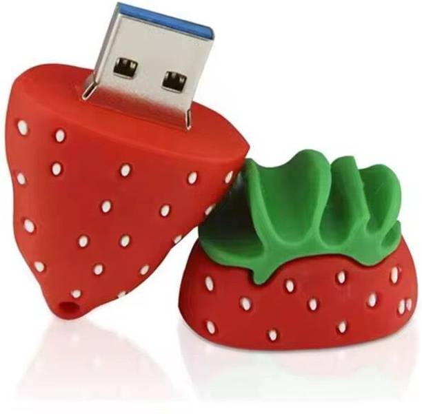 sippytales Premium Strawberry Shape USB Flash Drives for Gifting, Novelty Design 16 GB Pen Drive Compatible with Desktop Computer, Television, Audio Player USB 2.0 Rubber Case
