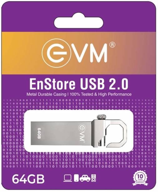 EVM Enstore EnStore USB 2.0 64 GB Pen Drive Compatible with Laptop USB 2.0 Metal Case