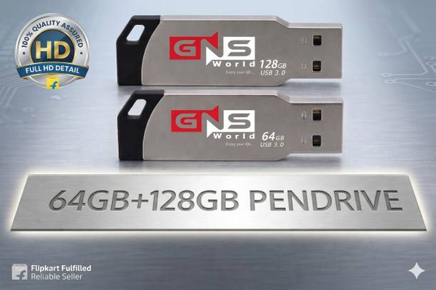 GNS World GNS-G55-64GB+128GB COMBO 64 GB Pen Drive Compatible with Audio Player, Desktop Computer, Gaming Console, Television USB 3.0, USB 2.0 Metal Case