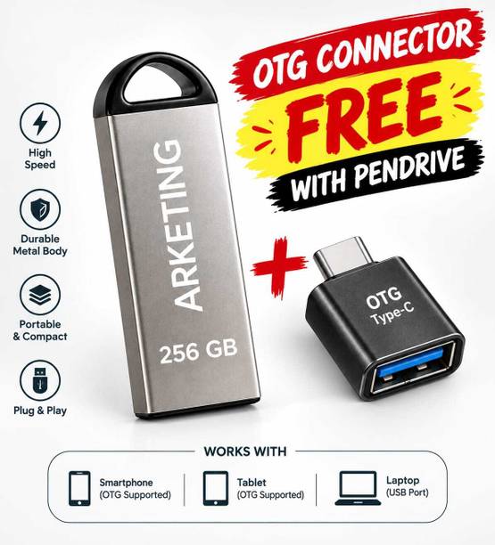 ARKETING ARK-USB256-00114 256 GB Pen Drive Compatible with Audio Player, Desktop Computer, Gaming Console, Laptop, Mobile, Netbook, Tablet, Television USB 2.0, USB 3.0 Metal Case