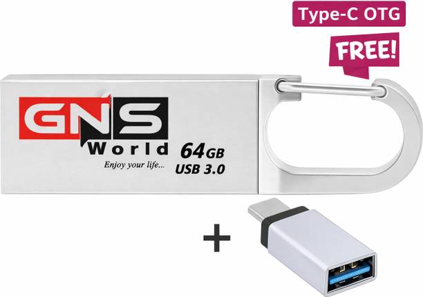 GNS World G-53-64 64 GB Pen Drive Compatible with Audio Player, Desktop Computer, Gaming Console, Laptop, Television USB 2.0, USB 3.0 Metal Case