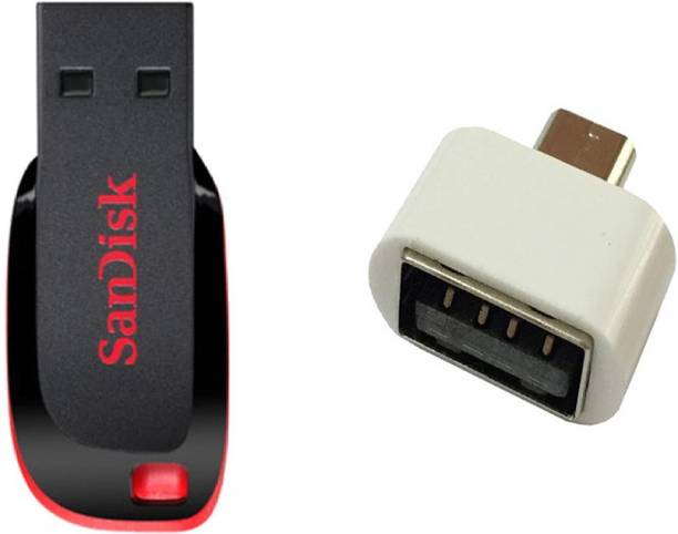 SanDisk 16 gb Cruzer Blade Pen Drive with Micro OTG Adapter 16 GB Pen Drive Compatible with Mobile, Laptop, Desktop Computer, Audio Player, Tablet, Television USB 2.0 Plastic Case