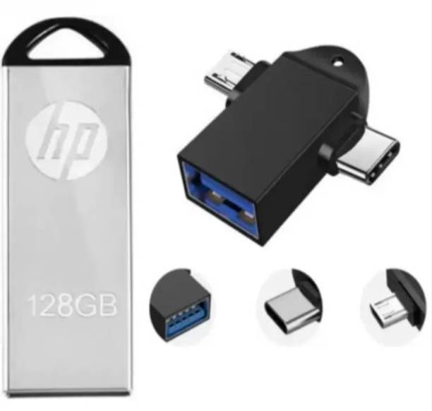 HP 128gb 2in1 Otg 128 GB Pen Drive Compatible with Audio Player, Desktop Computer, Laptop, Mobile, Tablet USB 2.0 Metal Case