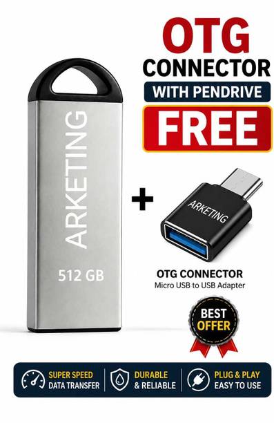 ARKETING ARK-512-PD-024 512 GB Pen Drive Compatible with Audio Player, Desktop Computer, Gaming Console, Laptop, Mobile, Netbook, Tablet, Television USB 2.0, USB 3.0 Metal Case