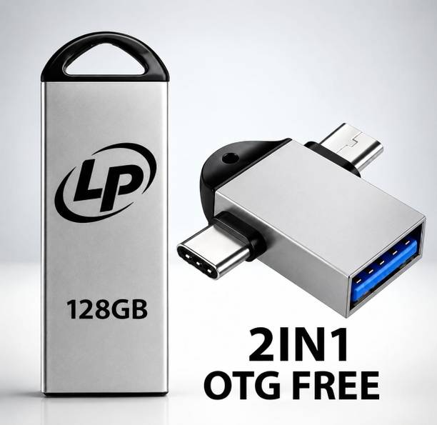 LP POWER 128GB PENDRIVE 2 IN 1 OTG 128 GB Pen Drive Compatible with Audio Player, Desktop Computer, Laptop, Mobile, Television USB 2.0 Metal Case