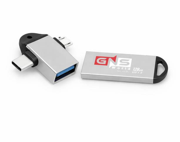 GNS World GNSG-54 128GB WITH 2 IN 1 OTG 128 GB Pen Drive Compatible with Mobile, Netbook, Television, Laptop, Desktop Computer, Tablet USB 2.0, USB 3.0 Metal Case
