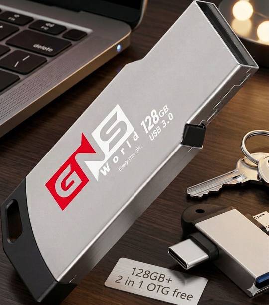 GNS World GNSG-55 128GB OTG 128 GB Pen Drive Compatible with Laptop, Desktop Computer, Audio Player, Television USB 2.0, USB 3.0 Metal Case