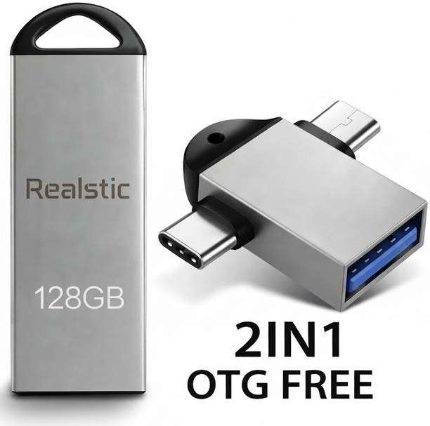 Realstic 128GB Pendrive 2in1 OTG 128 GB Pen Drive Compatible with Audio Player, Desktop Computer, Gaming Console, Laptop, Mobile, Netbook, Tablet, Television USB 3.0 Metal Case