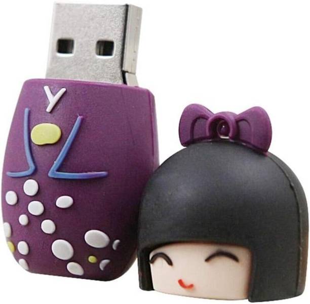 CleverlyGifted Japenese Doll USB Flash Drives 4 GB Pen Drive Compatible with Laptop, Desktop Computer USB 2.0 Rubber Case