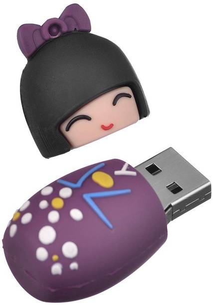 CleverlyGifted Japenese Doll USB Flash Drives 8 GB Pen Drive Compatible with Laptop, Desktop Computer USB 2.0 Rubber Case